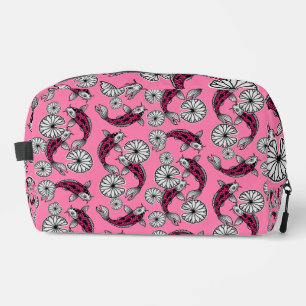 Trousse De Toilette Motif folklorique de carpe rose indigo japonais