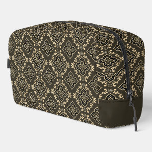 Trousse De Toilette Motif géométrique doré et marron / Impression indi