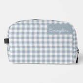Trousse De Toilette Motif Gingham Carreaux Prépa Vérifié Nom Bleu Blan (Recto)