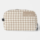 Trousse De Toilette Motif Gingham Carreaux Vichy Neutre Nom (Recto)