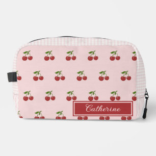 Trousse De Toilette Motif Gingham Cerise Rouge Rose Fruit Simple