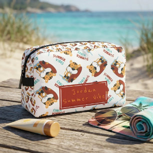 Trousse De Toilette Motif joli tigre orange Monogramme Nom personnalis