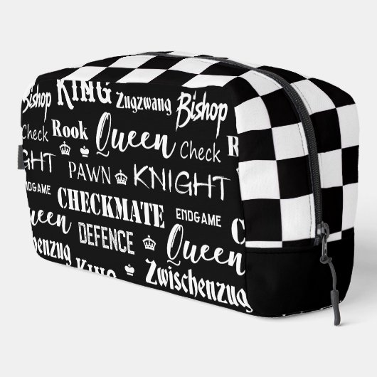 Trousse De Toilette Motif noir et blanc de joueur d'échecs (Coin droit)