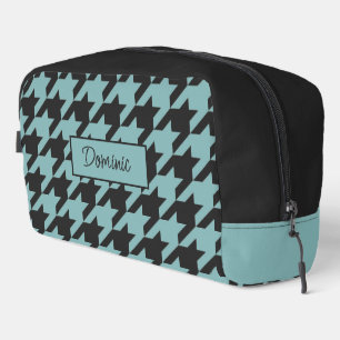 Trousse De Toilette Motif pied-de-poule bleu sarcelle vert noir