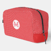 Trousse De Toilette Motif Polkadot rouge et blanc mignon Monogrammé (Coin droit)