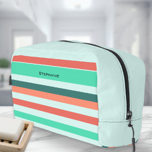 Trousse De Toilette Motif rayé aqua orange moderne