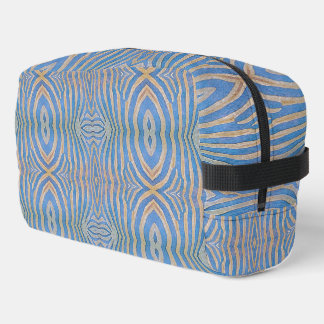 Trousse De Toilette Motif zèbre texturé, symétrique bleu et or