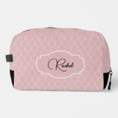 Trousse De Toilette Name || Pale Blush Pink Stylish Trellis Pattern (Recto)