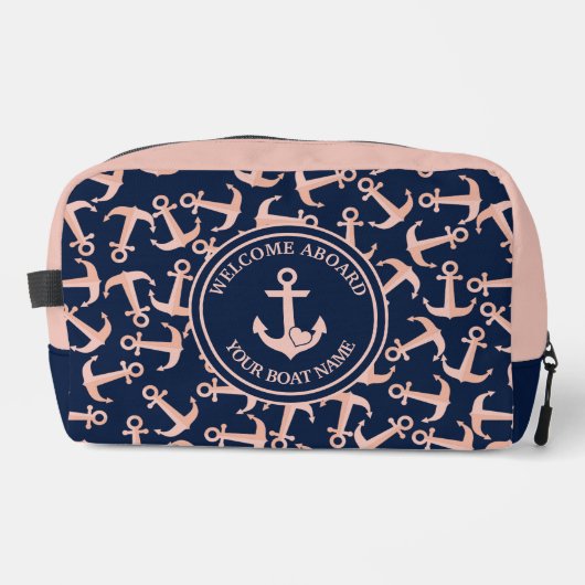 Trousse De Toilette Nautical Boat Name Plush Marine Ancres Motif (Recto)