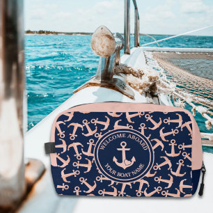 Trousse De Toilette Nautical Boat Name Plush Marine Ancres Motif