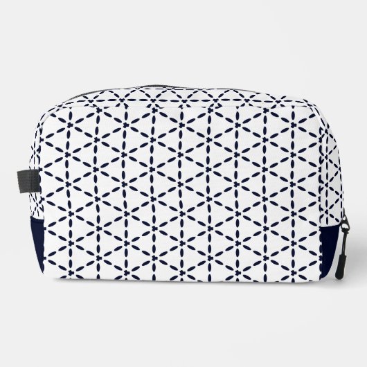 Trousse De Toilette Navy Blue Geometric Pattern on White (Recto)