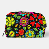 Trousse De Toilette Neon Colors On Black Retro Floral Seamless Pattern (Verso)