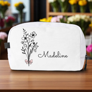 Trousse De Toilette Nœud floral rose personnalisé pour demoiselle d'ho