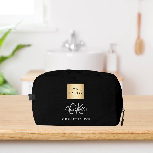 Trousse De Toilette Noir blanc logo entreprise nom monogramme