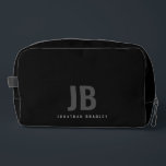 Trousse De Toilette Noir clair minimaliste moderne Monogramme<br><div class="desc">Kit Dopp Monographique minimaliste moderne noir clair</div>