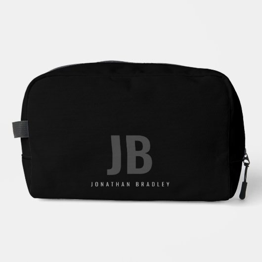 Trousse De Toilette Noir clair minimaliste moderne Monogramme (Recto)