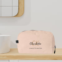 Nom beige monogramme initiales script moderne