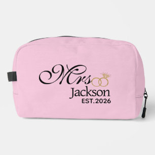 Trousse De Toilette Nom de la mariée moderne Bague de mariage Date Tex