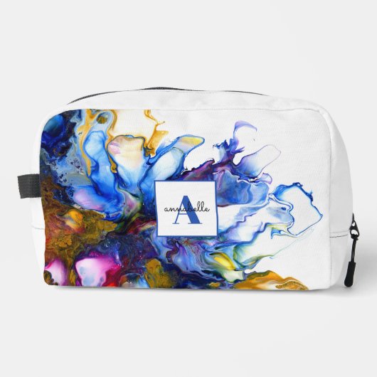 Trousse De Toilette Nom de l'agate d'art fluide Abstrait bleu (Recto)