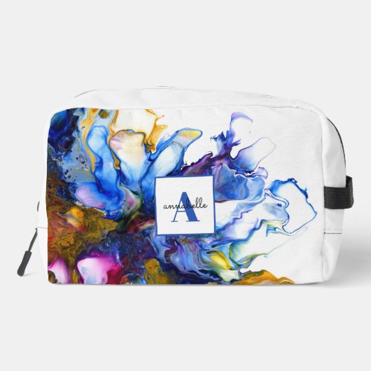 Trousse De Toilette Nom de l'agate d'art fluide Abstrait bleu (Verso)