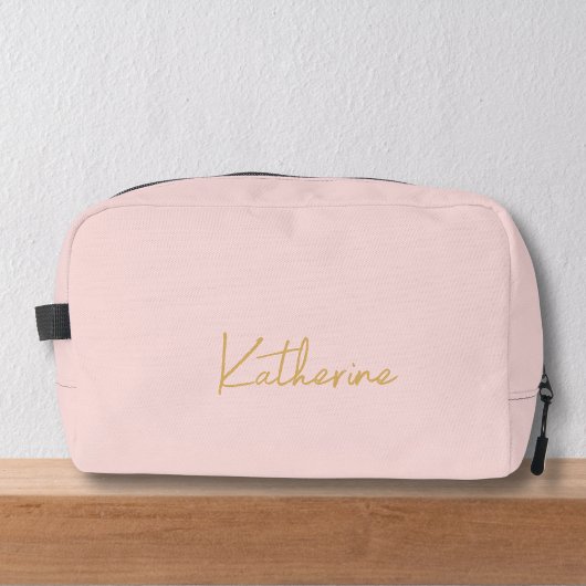 Trousse De Toilette Nom de script moderne rose et or