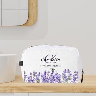 Trousse De Toilette Nom des abeilles de fleurs de lavande monogramme