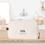 Trousse De Toilette Nom des initiales en monogramme noir beige<br><div class="desc">Arrière - plan beige,  texte noir. Personnalisez et ajoutez vos initiales monographiques et votre nom complet.</div>