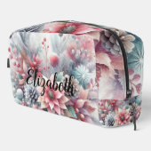 Trousse De Toilette Nom du monogramme Aquarelle florale de Noël (Coin droit)