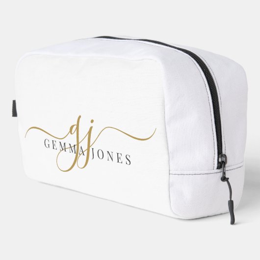 Trousse De Toilette Nom du script du monogramme or (Coin droit)