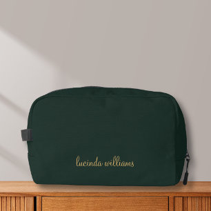 Trousse De Toilette Nom du script moderne Green Charcoal Gold