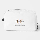 Trousse De Toilette Nom initial du monogramme en or blanc noir (Recto)