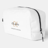 Trousse De Toilette Nom initial du monogramme en or blanc noir (Coin droit)