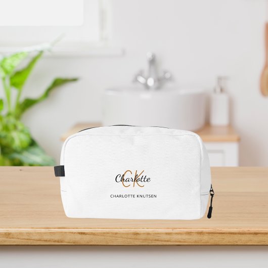 Trousse De Toilette Nom initial du monogramme en or blanc noir