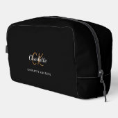 Trousse De Toilette Nom initial du monogramme en or noir (Coin droit)