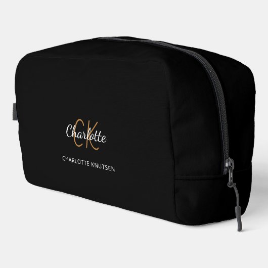 Trousse De Toilette Nom initial du monogramme en or noir (Coin droit)