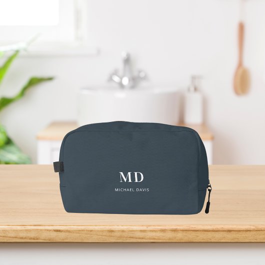 Trousse De Toilette Nom initial du monogramme gris charbon