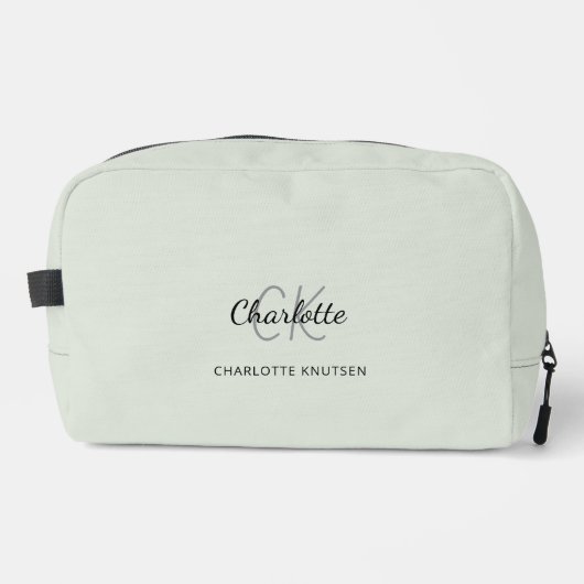 Trousse De Toilette Nom initial du monogramme vert Sage (Recto)