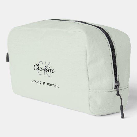 Trousse De Toilette Nom initial du monogramme vert Sage (Coin droit)