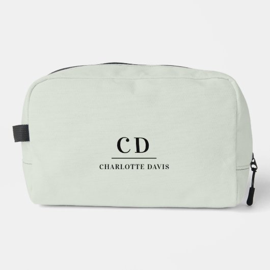 Trousse De Toilette Nom initial du monogramme vert Sage (Recto)