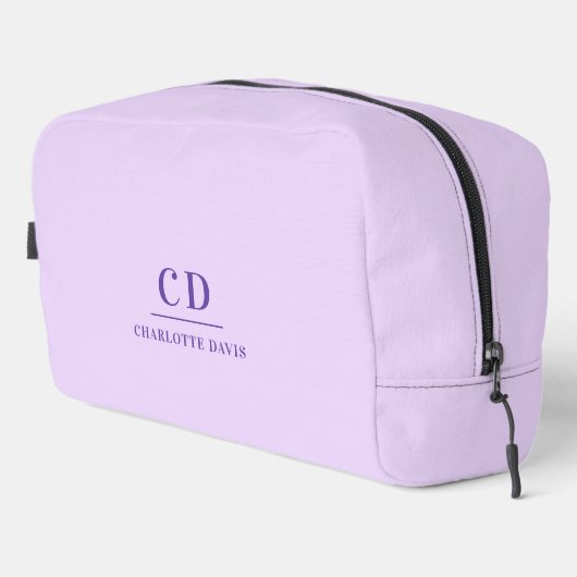 Trousse De Toilette Nom initial du monogramme violet de lavande (Coin droit)