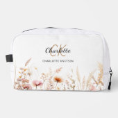 Trousse De Toilette Nom monogramme fleur sauvage beige rose (Recto)