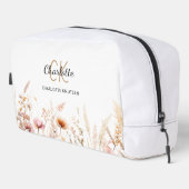 Trousse De Toilette Nom monogramme fleur sauvage beige rose (Coin droit)