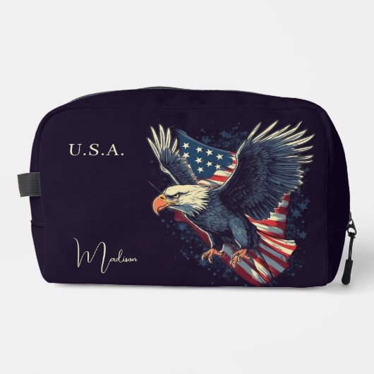 Trousse De Toilette Nom personnalisé Aigle américaine (Recto)