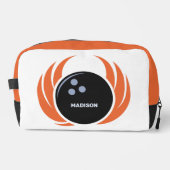Trousse De Toilette Nom personnalisé Boule de Bowling avec flamme (Recto)