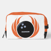 Trousse De Toilette Nom personnalisé Boule de Bowling avec flamme (Verso)