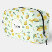 Trousse De Toilette Nom personnalisé citrons aquarelle (Coin droit)