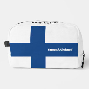 Trousse De Toilette Nom personnalisé et texte drapeau finlandais