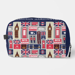 Trousse De Toilette Nom personnalisé Londres Royaume-Uni Icônes