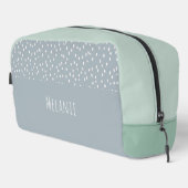 Trousse De Toilette Nom personnalisé, mignonnes taches gris-bleu moder (Coin droit)