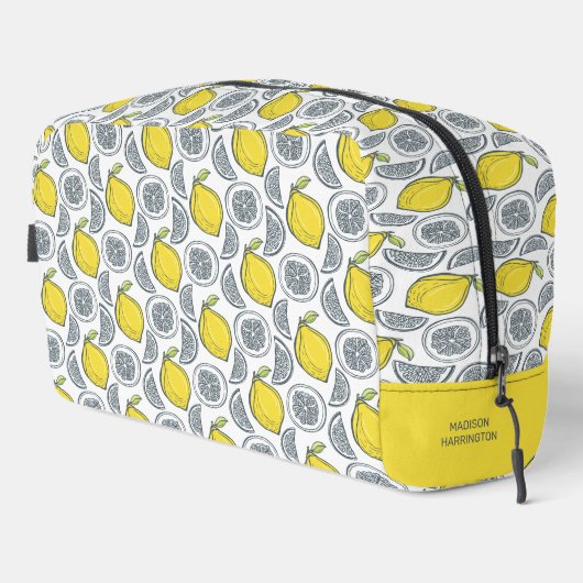 Trousse De Toilette Nom personnalisé Motif citron (Coin droit)
